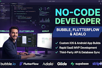 build bubble io no code app flutterflow adalo mobile app developer