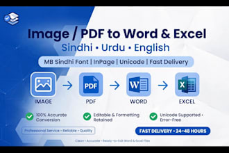 transcribe your english, urdu or sindhi document PDF or image to text in 24 hrs