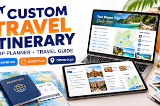 design custom travel itinerary, trip planning, vacation planner and travel guide