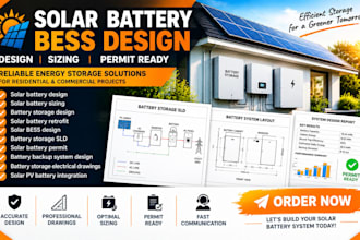 solar battery design solar battery sizing battery storage design, battery sld
