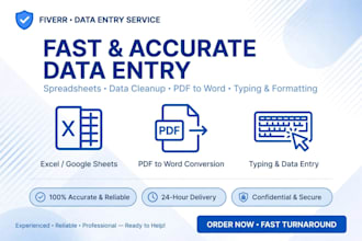 do fast data entry excel typing pdf to word conversion