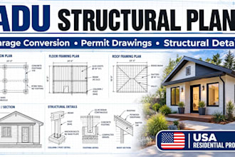 design adu garage conversion structural permit plans, calculations USA