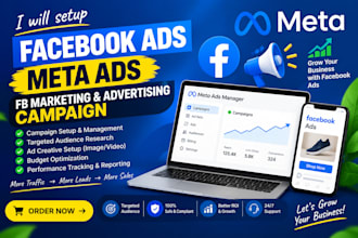 setup facebook ads, meta ads, fb marketing advertising campaign