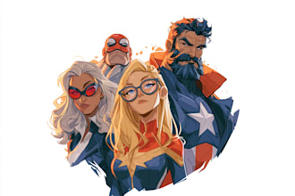illustrate custom superheroes villains and comic art