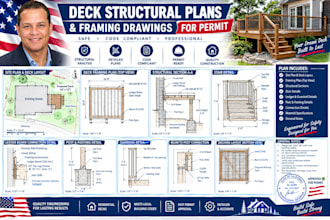 design deck structural plans and framing drawings for permit