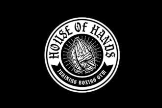 design monogram hands boxing gym logo