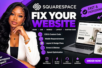 fix squarespace bug, CSS, mobile, layout, errors, custom code, website issues