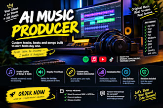 produce ai music tracks and help you monetize on spotify and youtube