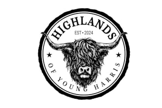 make majestic regal scottish highland cow logo