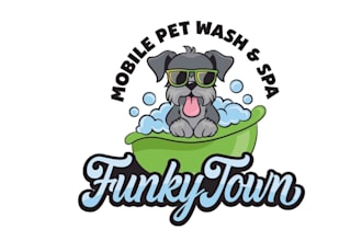 design modern funky mobile dog wash logo