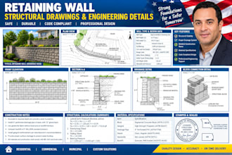 design retaining wall structural drawings and engineering details