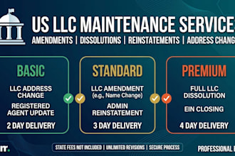 do US llc amendment, llc dissolution, reinstatement, and llc address change