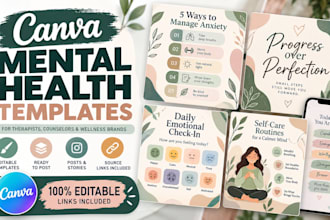 create canva mental health psychology adhd therapy social media template