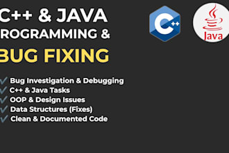 do c plus plus and java programming tasks and bug fixes