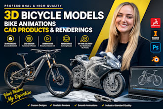 design 3d bicycle models, bike animations, cad products and renderings
