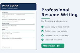write a professional resume for freshers and job seekers