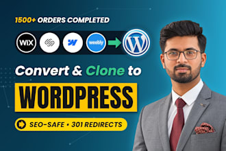 migrate wix to wordpress or convert squarespace, webflow, weebly to elementor