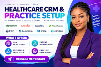 setup pipedrive creatio ai CRM caspio ecp nutriadmin socialclimb trella clinicea