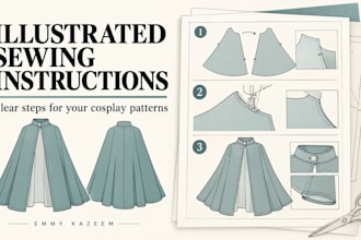 illustrate sewing instructions for your cosplay patterns