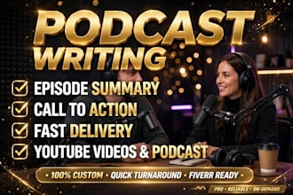 write SEO optimized podcast show notes with timestamps