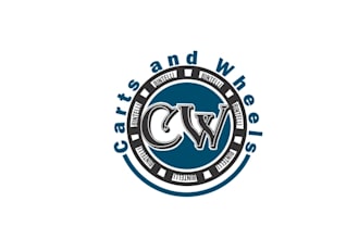 design monogram carts wheels ev dealer business logo