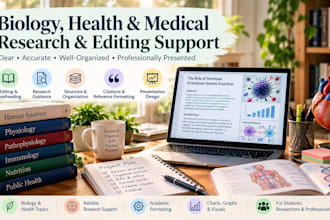 provide biology, health, and medical research editing and presentation support