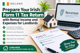 prepare your irish form 11 tax return with rental income, expenses for landlord