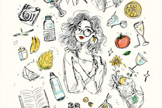 create unique hand drawn icons and illustrations in my style
