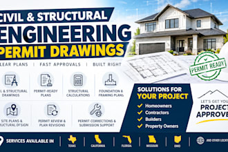 create architect civil and structural engineer permit drawings in ohio texas