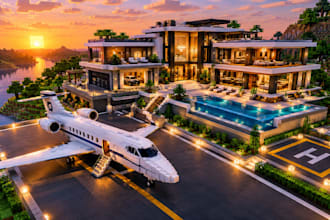build minecraft house, minecraft mansion, minecraft castle, lobby and village