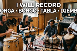 record conga, bongo, tabla, djembe percussion for your song