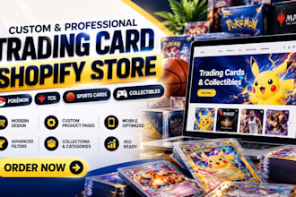 design pokemon shopify store trading card website or tcg store