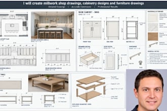 create millwork shop drawings, cabinetry designs and furniture drawings