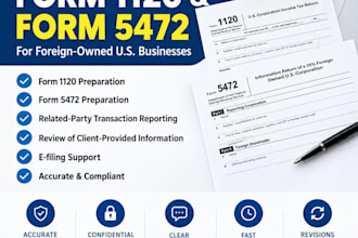 prepare US form 5472 and form 1120 for foreign owned US corporations