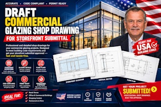 draft commercial glazing shop drawing for storefront submittal