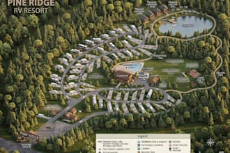 design rv park maps, campground layouts, campsite and visitor navigation