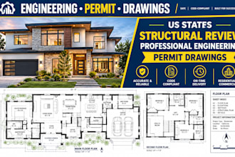 provide USA structural engineering review, permit drawings, stamp ca