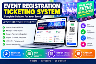 build event registration website with ticket booking and qr check in