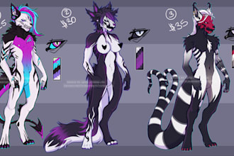 draw your furry art fursona reference sheet anime in nsfw or sfw