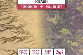 create 3d terrain model, topography map, contour  lines, relief terrain model