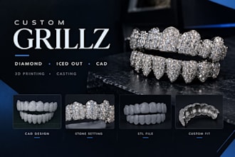 design custom diamond iced out grillz cad for 3d printing and casting