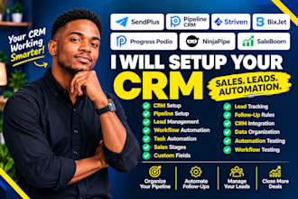 setup sendplus, pipeline crm, striven, bixjet, progress, podio, ninjapipe