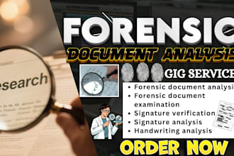 examine questioned documents and compare signatures and handwriting analysis