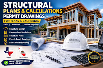 structural plans, calculations and stamped drawings texas california permits