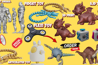 design cute flexi articulated fidget toys and bjd animals for 3d printing