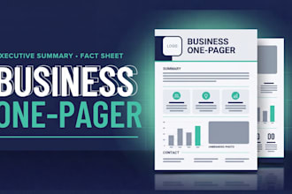 design a business one pager, executive summary and fact sheet
