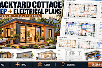 create backyard cottage mep and electrical plans in oregon, california
