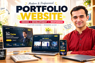 design and develop a modern portfolio website with custom coding