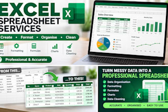 create, format and organise professional excel spreadsheets