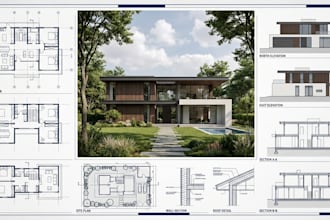 do architectural design development, revit 3d model and floor plan drawings